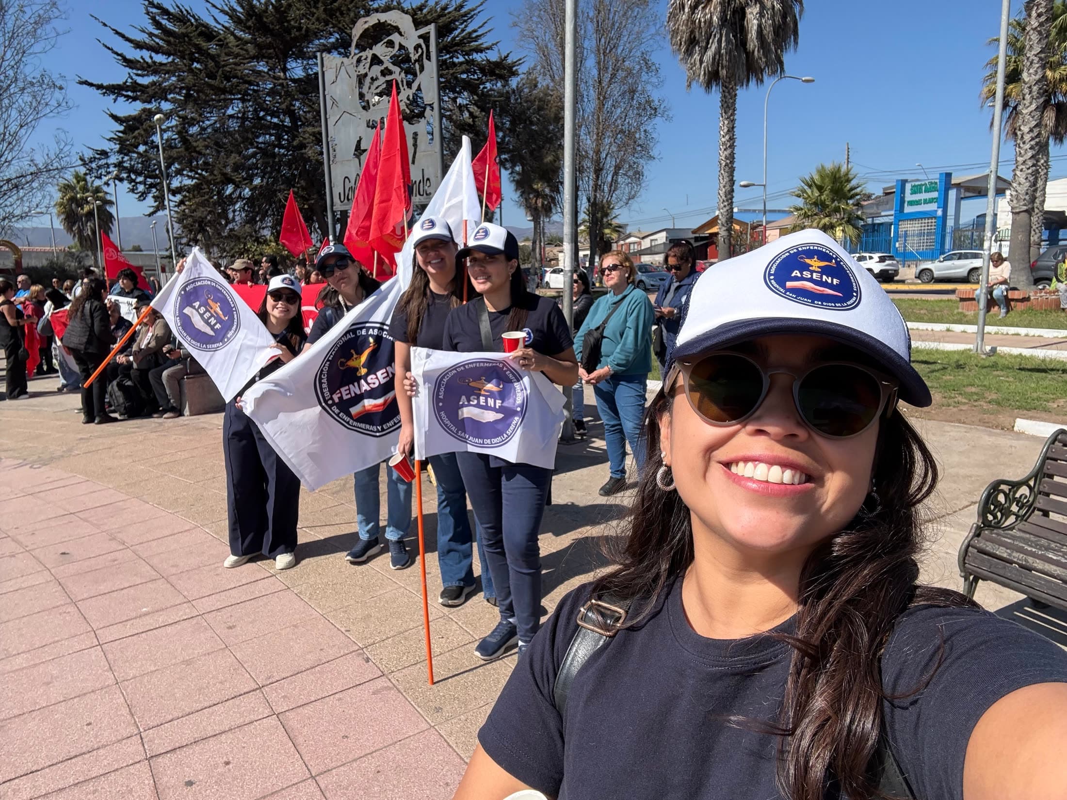 ASENF y FENASENF con sus banderas en una manifestación